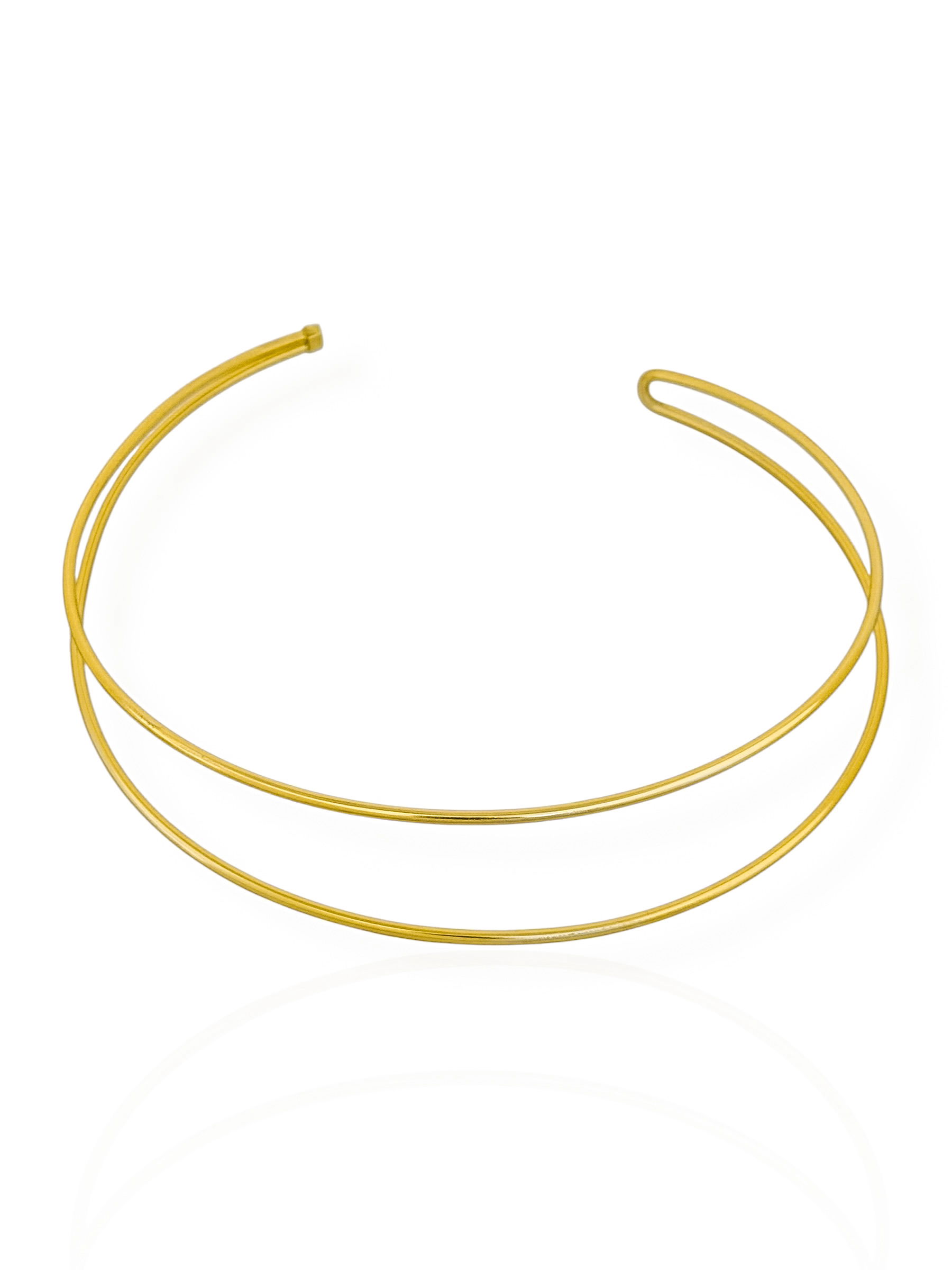 Bracelete Biceps Folheado a Ouro 18k e Prata Vazado Duplo Liso