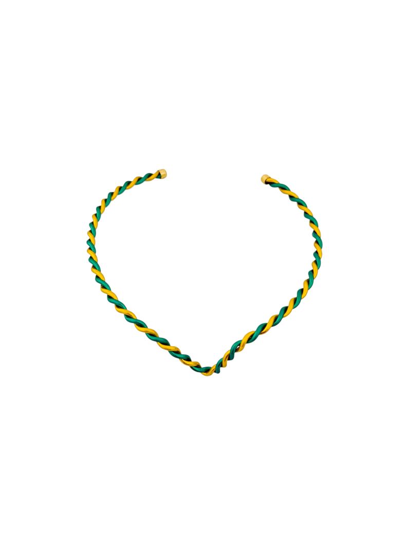 Bracelete Bíceps Folheado a Ouro 18k Aro Torcido Em V Design Brasil