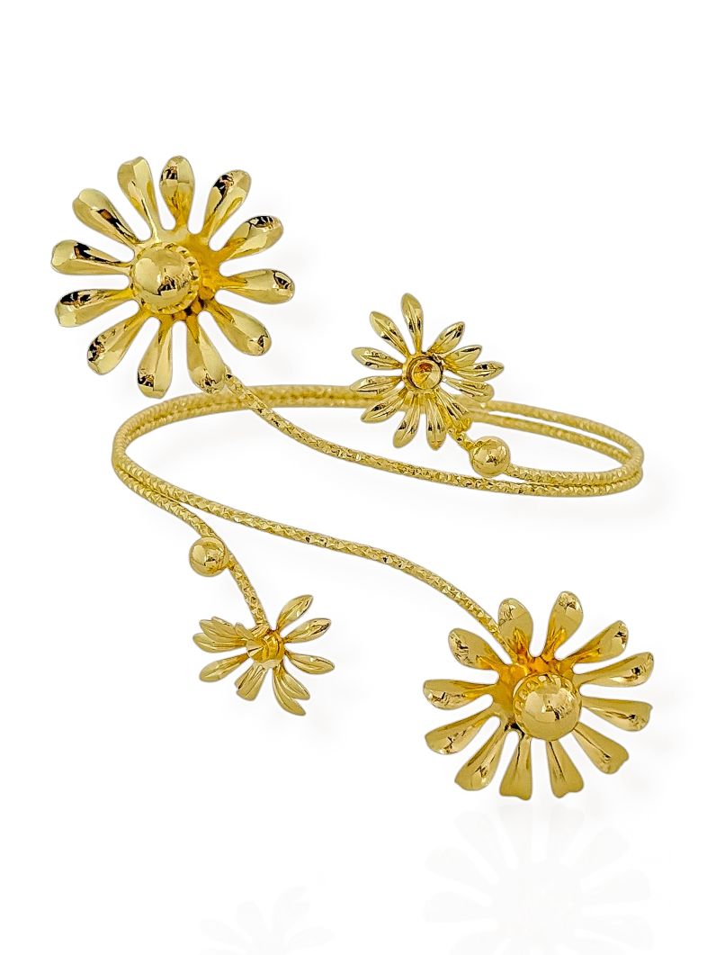 Bracelete Bíceps Folheado a Ouro 18k e Prata Floral