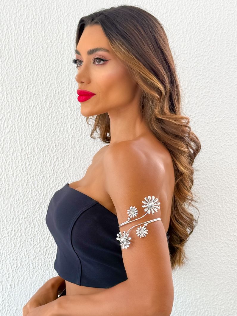 Bracelete Bíceps Folheado a Ouro 18k e Prata Floral