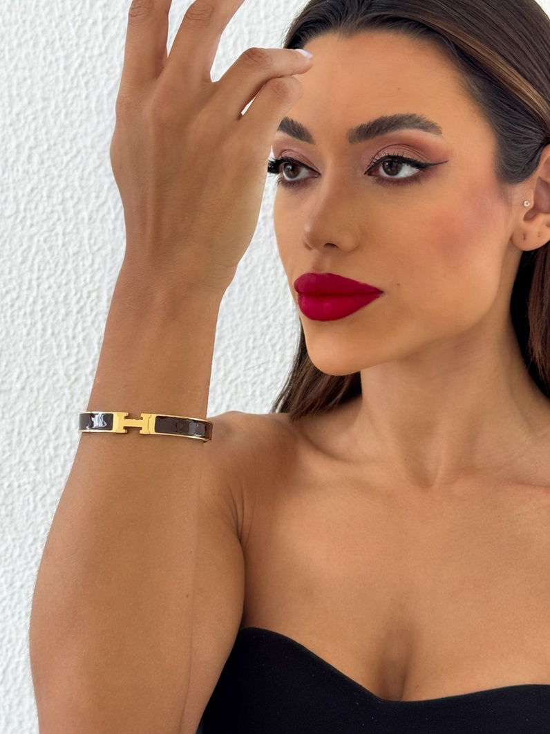 Bracelete de Aço Inoxidavel Folheado a Ouro 18k e Prata Inspiração Grandes Marcas