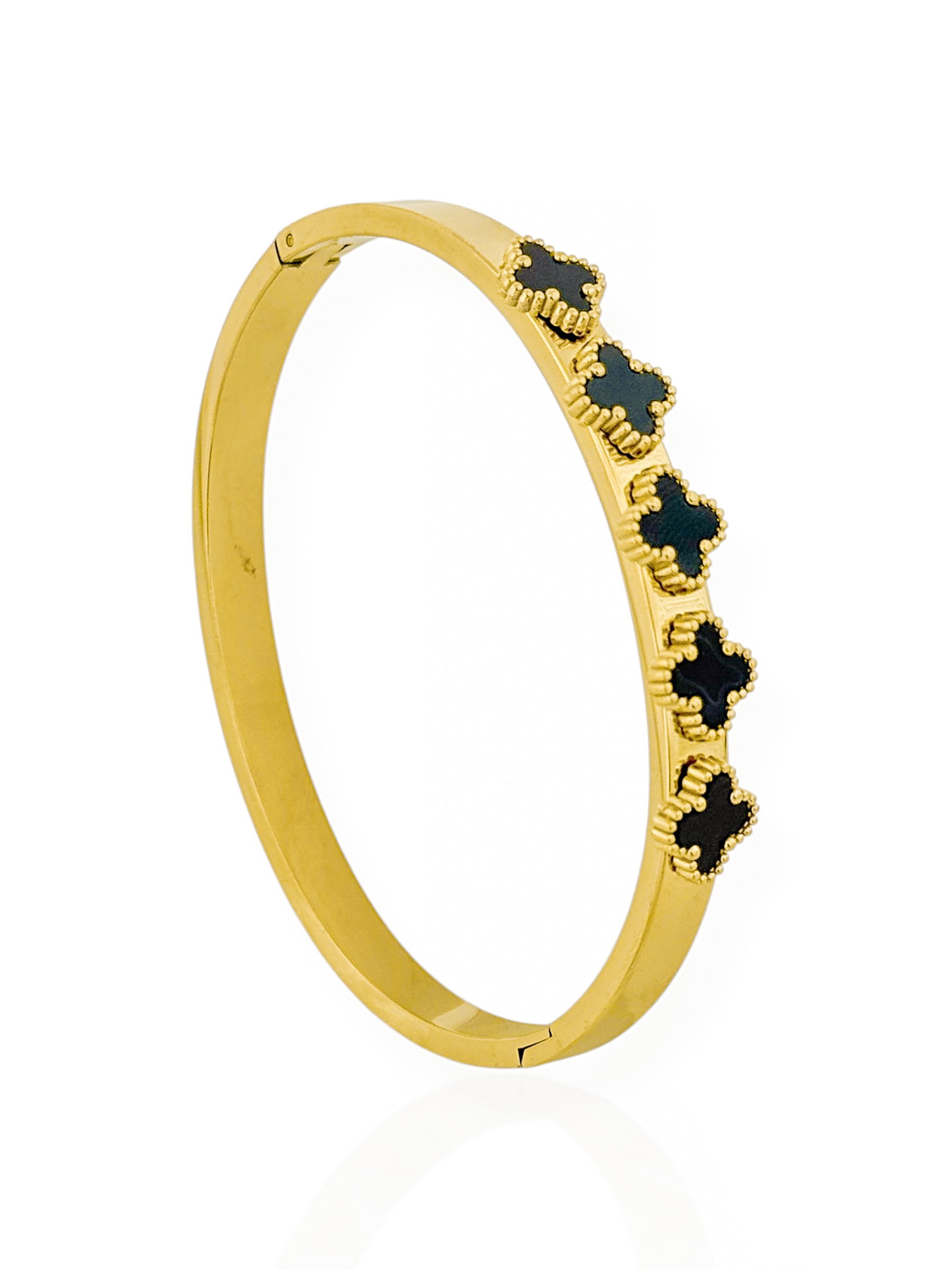 Bracelete de Aço Inoxidavel Folheado a Ouro 18k e Prata Inspiração Vg Resinado