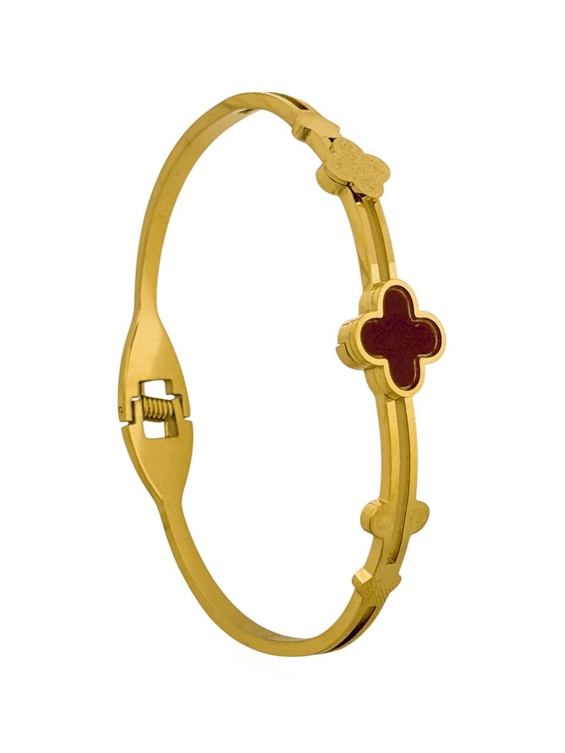 Bracelete Aço Inoxidável Folheado a Ouro 18k Inspiração Vg. Resinado