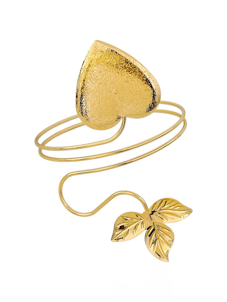 Bracelete de Bíceps Folheado a Ouro 18k e Prata Design Coração Martelado
