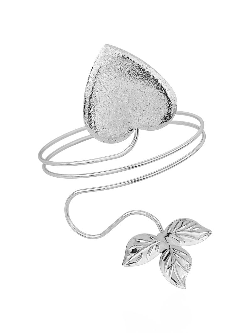 Bracelete de Bíceps Folheado a Ouro 18k e Prata Design Coração Martelado