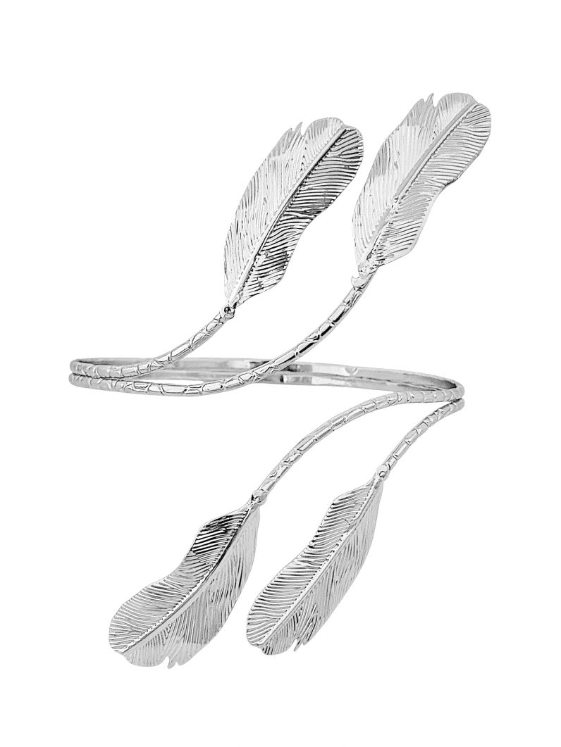 Bracelete de Bíceps Folheado a Ouro 18k e Prata Design Folha Texturizada