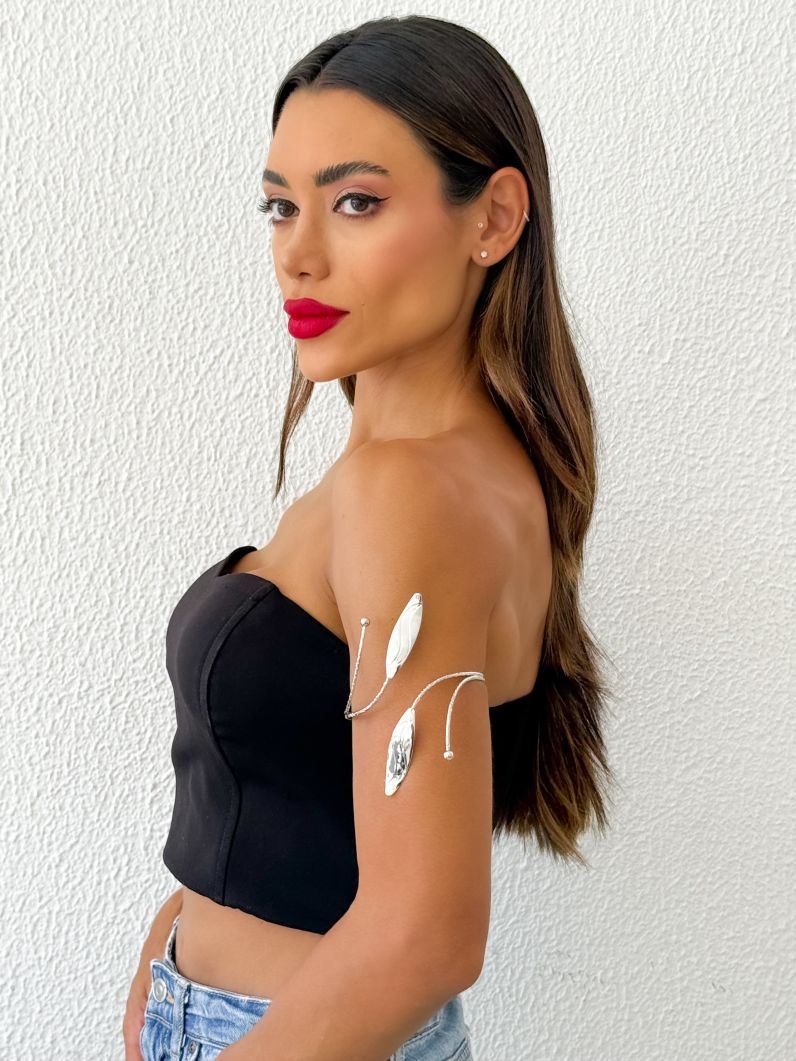 Bracelete de Bíceps Folheado a Ouro 18k e Prata Design Petala Detalhada