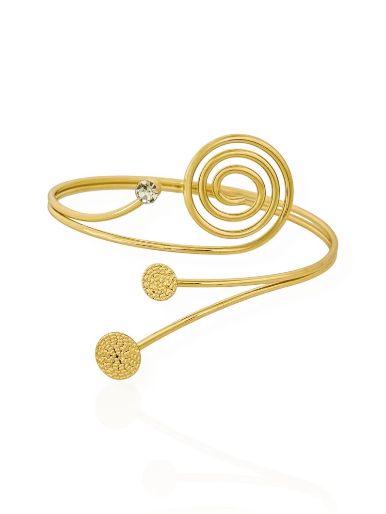 Bracelete de Bíceps Folheado a Ouro 18k e Prata Espiral Com Ponto de Luz
