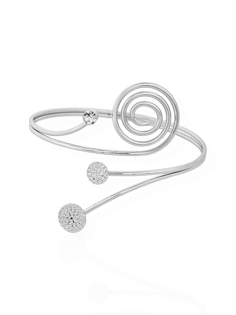 Bracelete de Bíceps Folheado a Ouro 18k e Prata Espiral Com Ponto de Luz