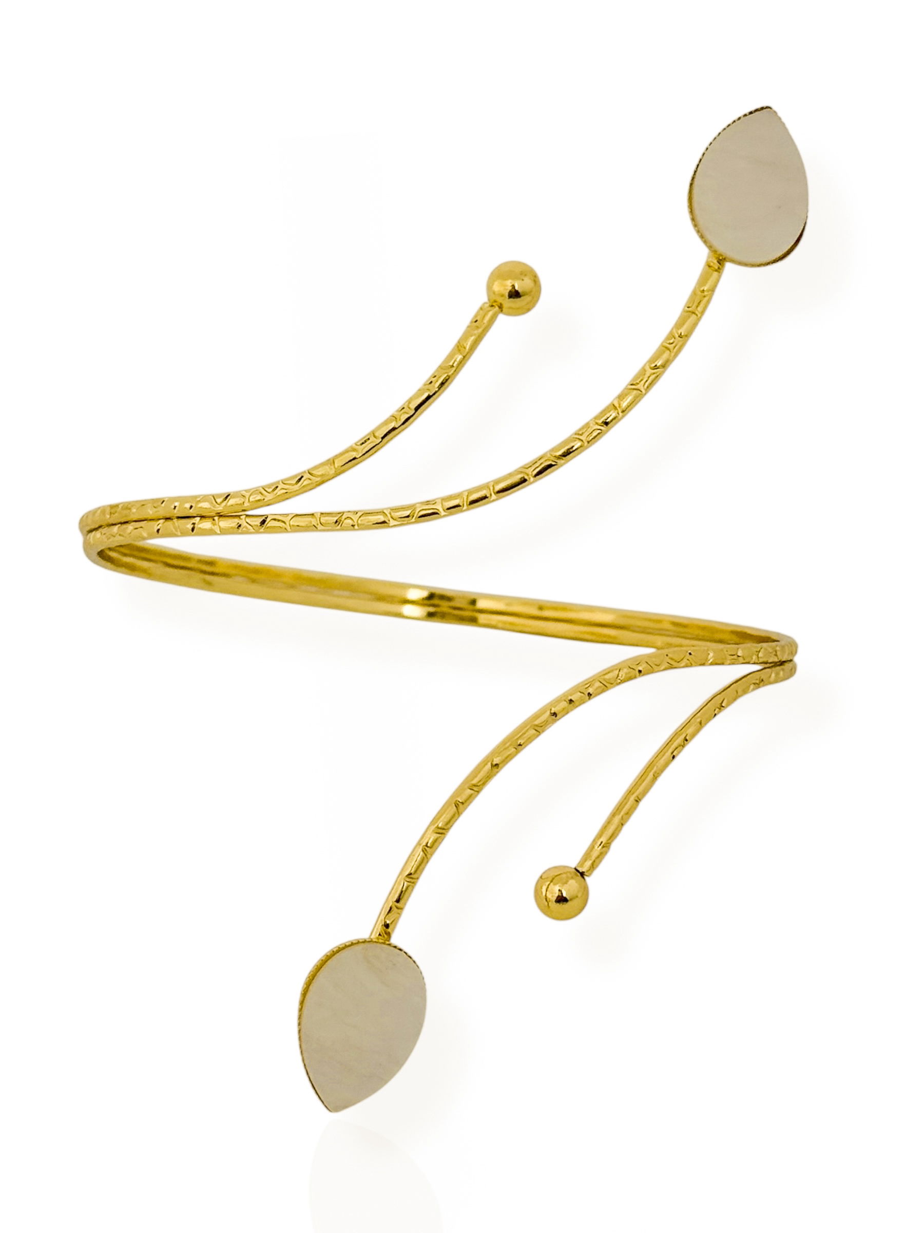 Bracelete de Bíceps Folheado a Ouro 18k e Prata Fio Texturizado Com Gota Resinada