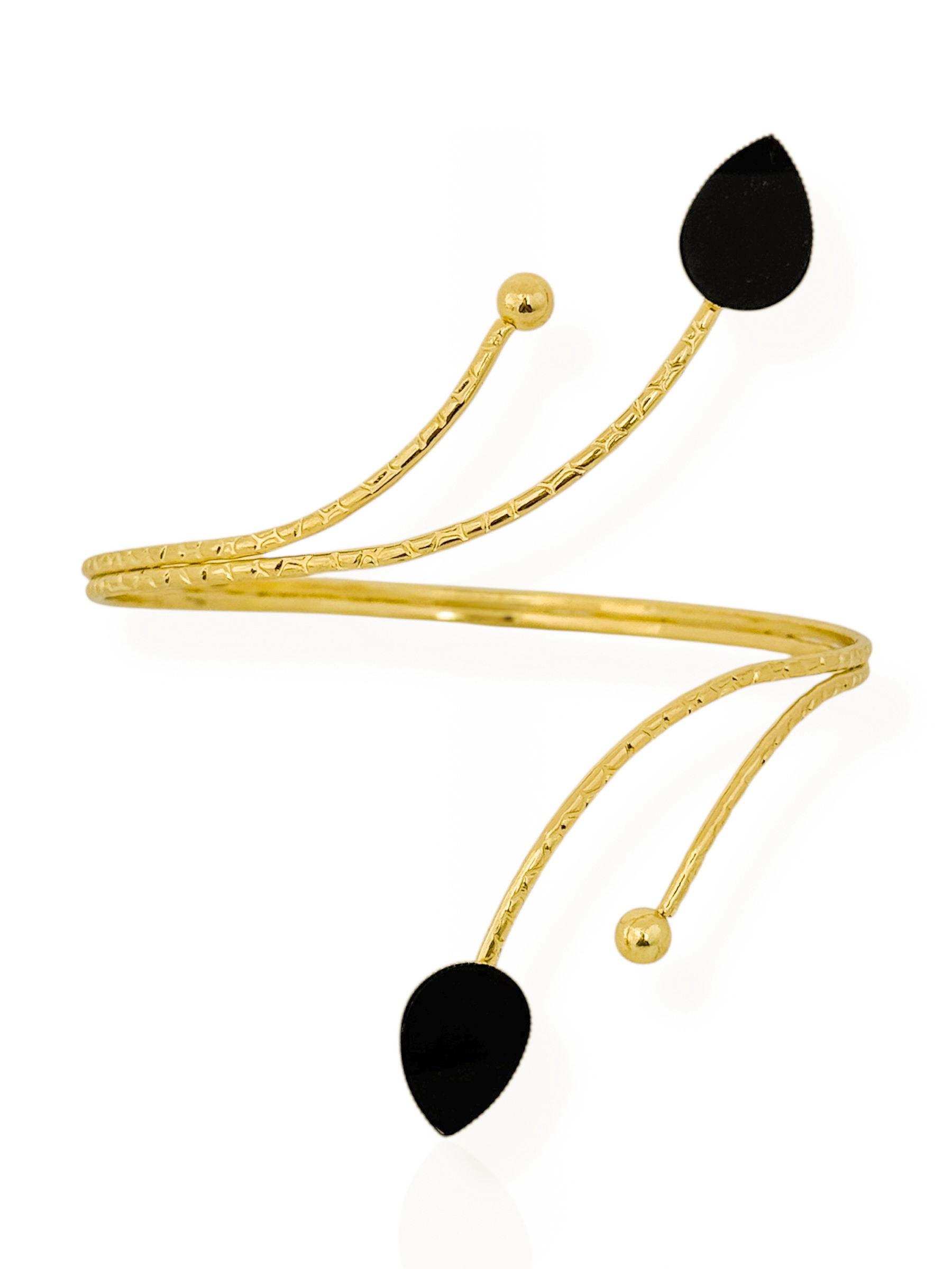 Bracelete de Bíceps Folheado a Ouro 18k e Prata Fio Texturizado Com Gota Resinada