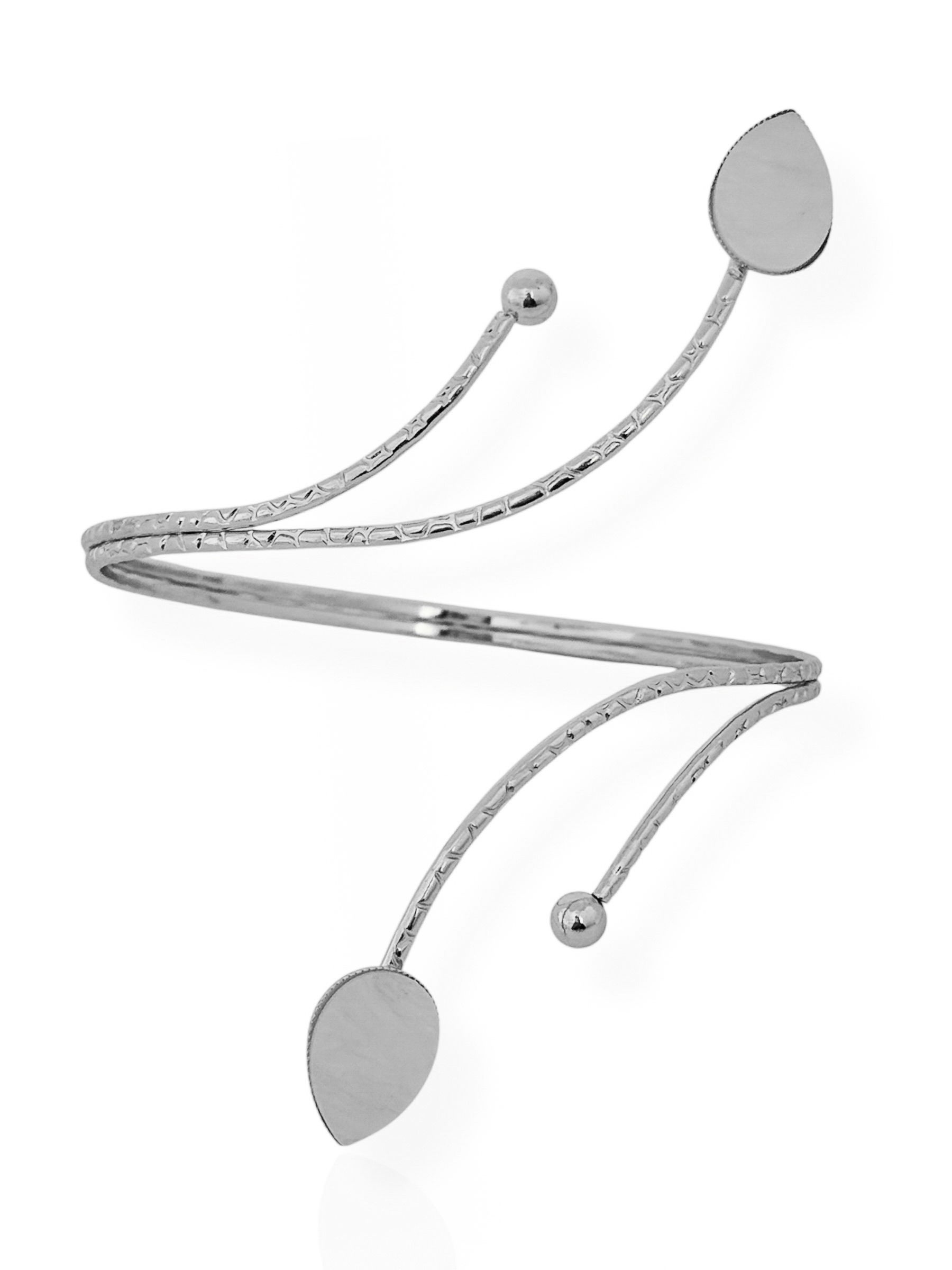 Bracelete de Bíceps Folheado a Ouro 18k e Prata Fio Texturizado Com Gota Resinada