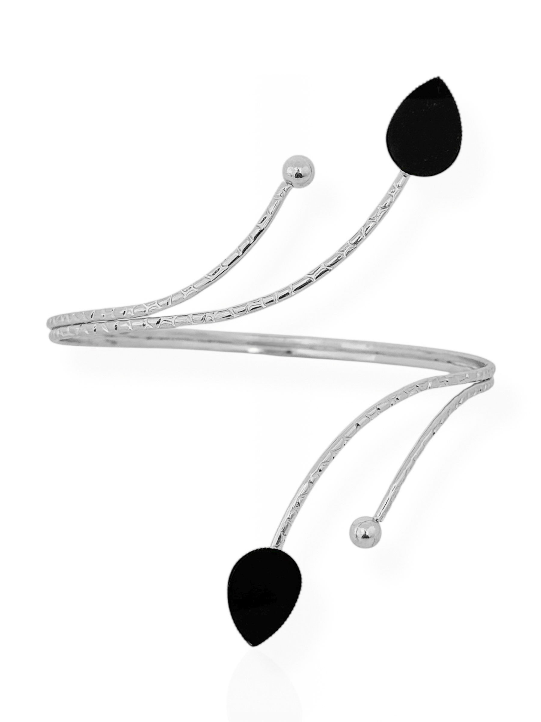 Bracelete de Bíceps Folheado a Ouro 18k e Prata Fio Texturizado Com Gota Resinada