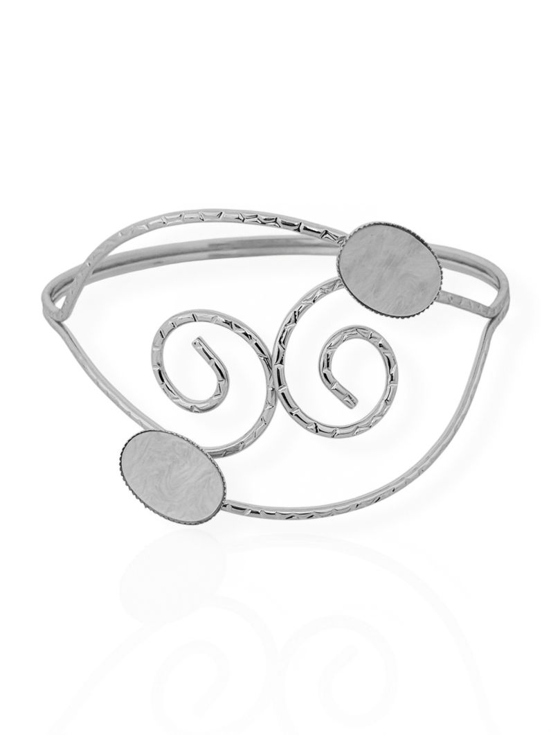 Bracelete de Bíceps Folheado a Ouro 18k e Prata Fio Texturizado Com Oval Resinado