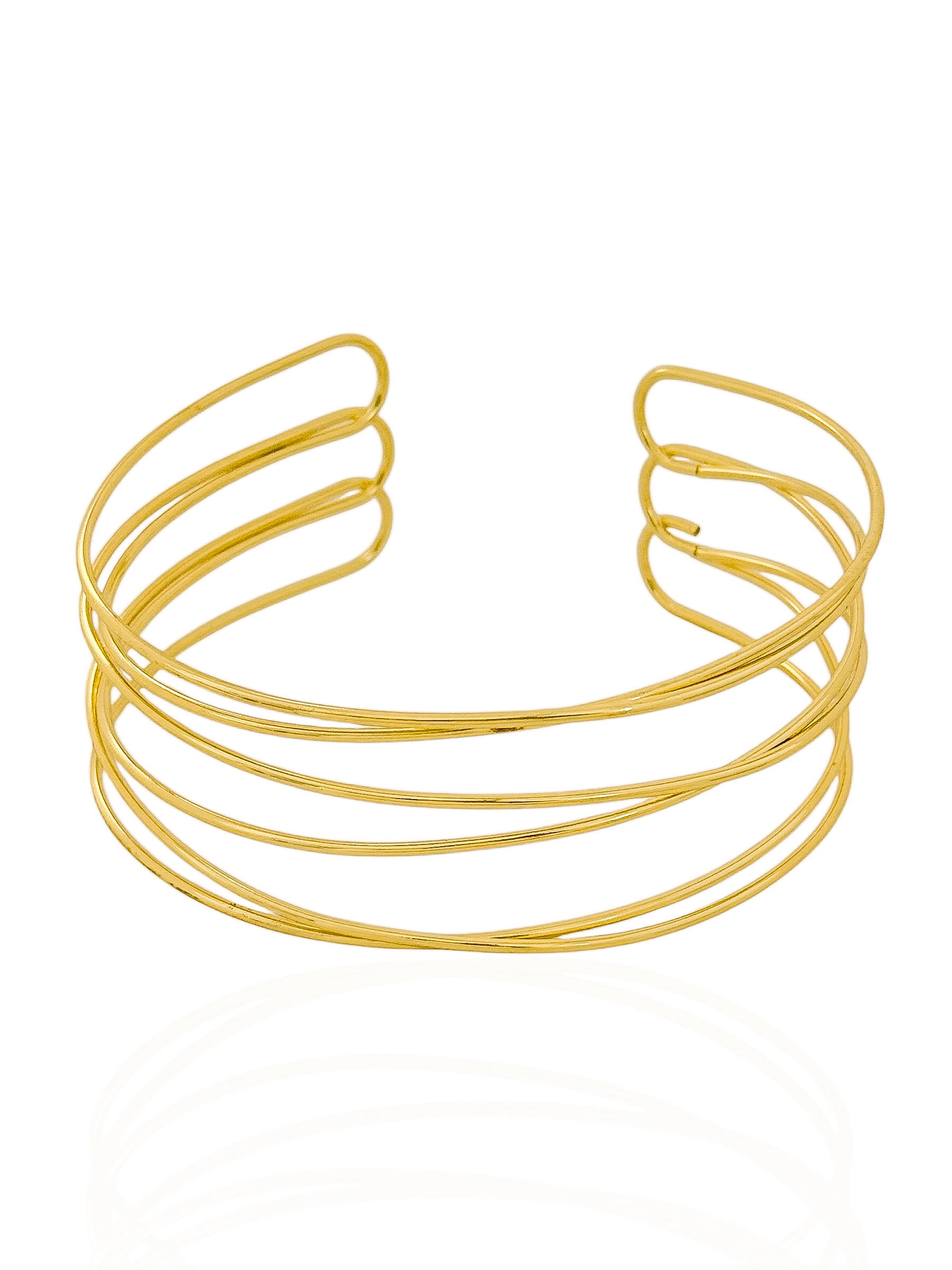 Bracelete de Bíceps Folheado a Ouro 18k e Prata Fios Onduladas