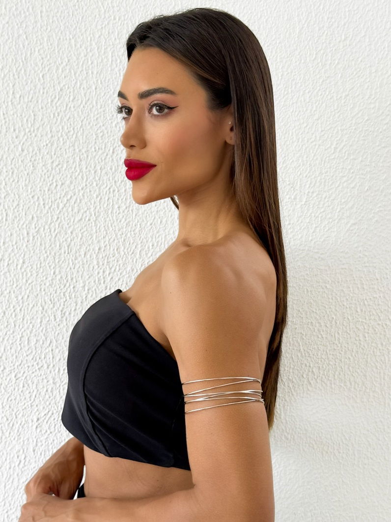 Bracelete de Bíceps Folheado a Ouro 18k e Prata Fios Onduladas
