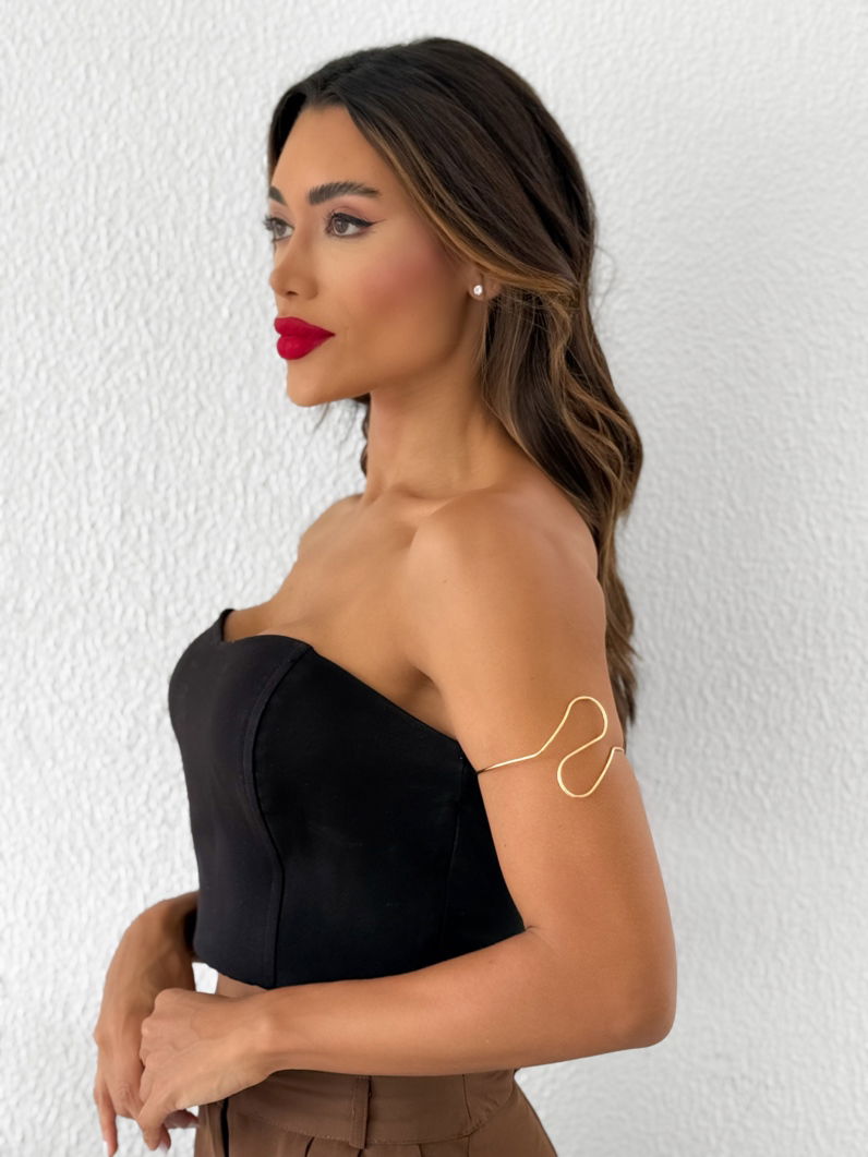 Bracelete de Bíceps Folheado a Ouro 18k e Prata Ondulado