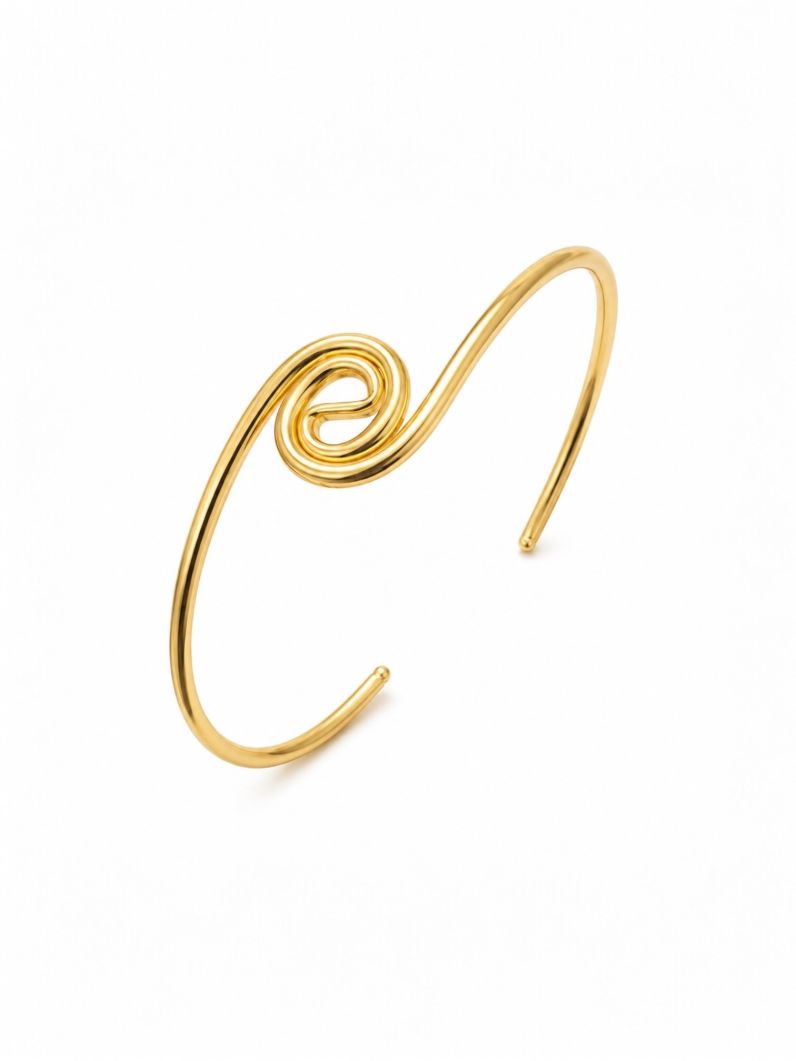 Bracelete Folheado a Ouro 18k Aro Ondulado