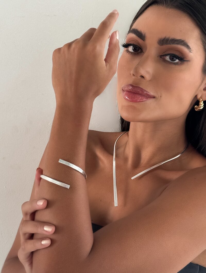 Bracelete Folheado a Ouro 18k Aro Slim com Detalhe Texturizado