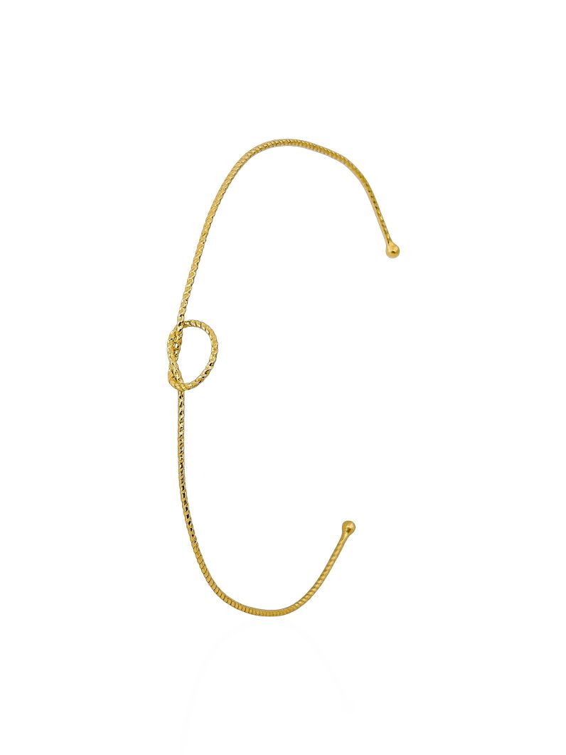 Bracelete Folheado a Ouro 18k Aro Texturizado Design Nó