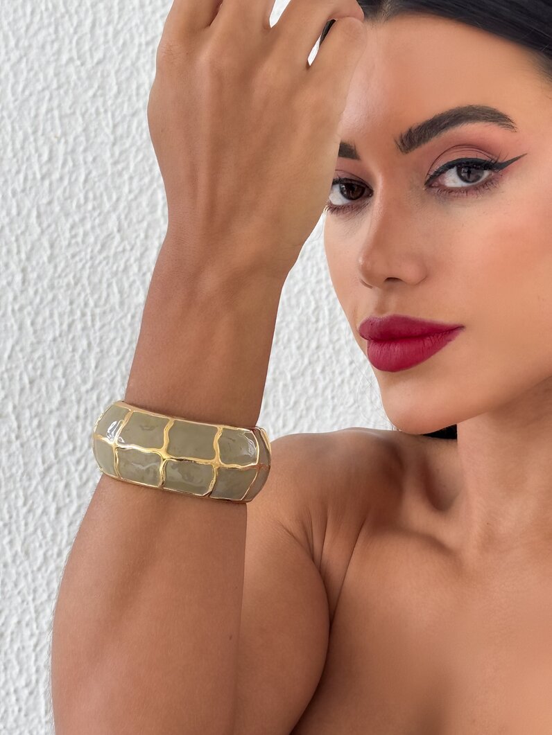 Bracelete Folheado a Ouro 18k Com Resina