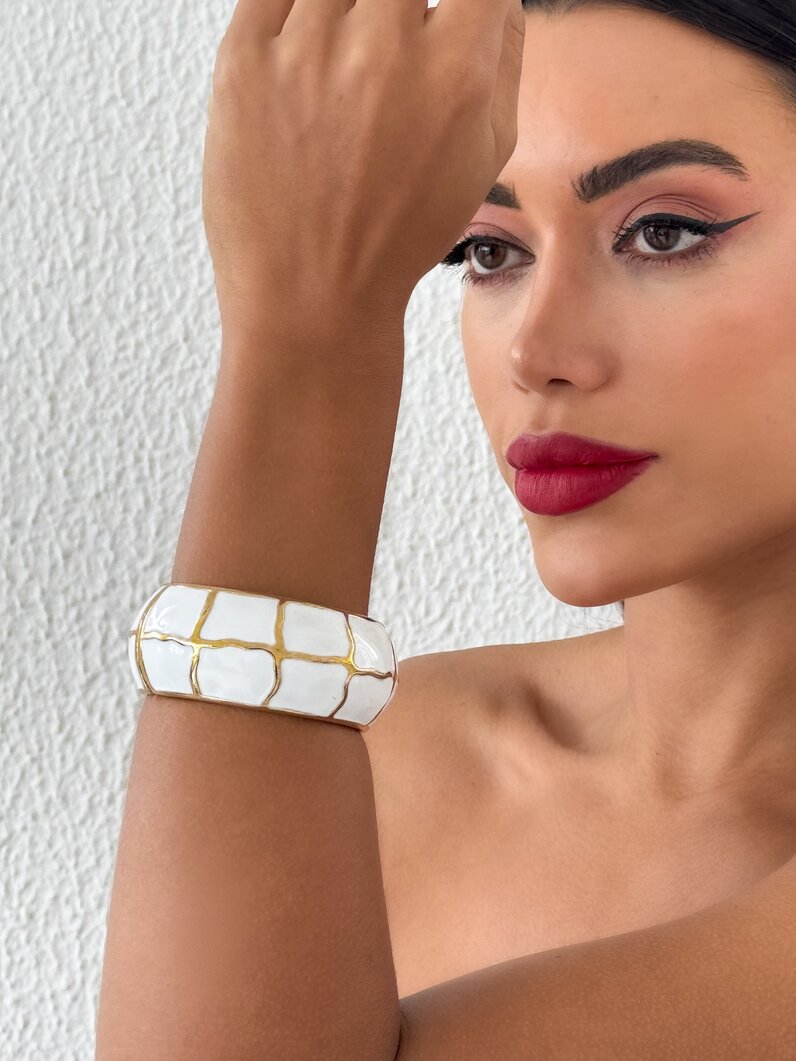 Bracelete Folheado a Ouro 18k Com Resina