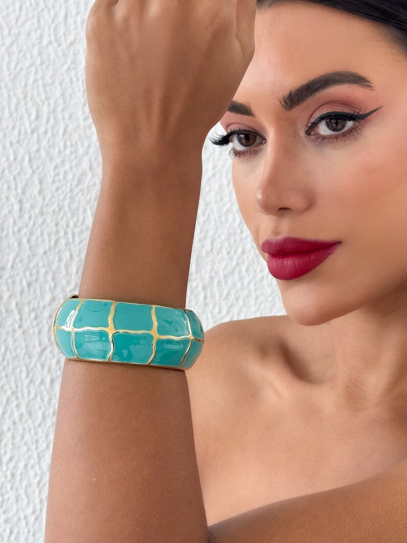 Bracelete Folheado a Ouro 18k Com Resina