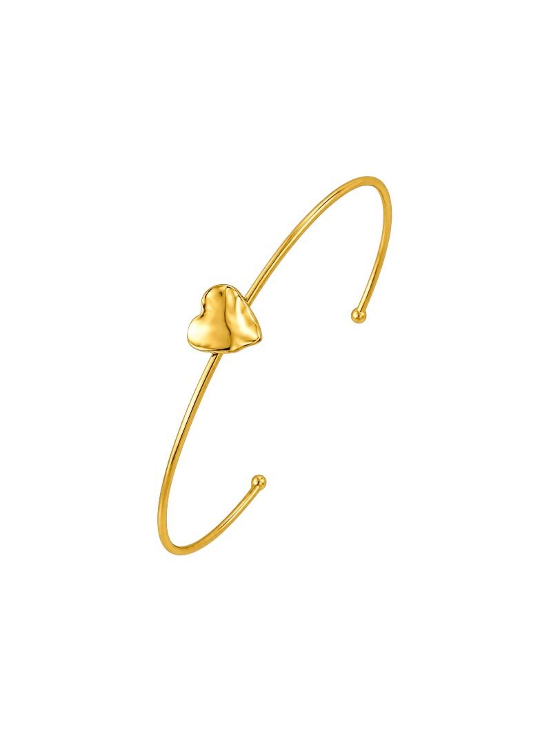 Bracelete Folheado a Ouro 18k Coração Martelado