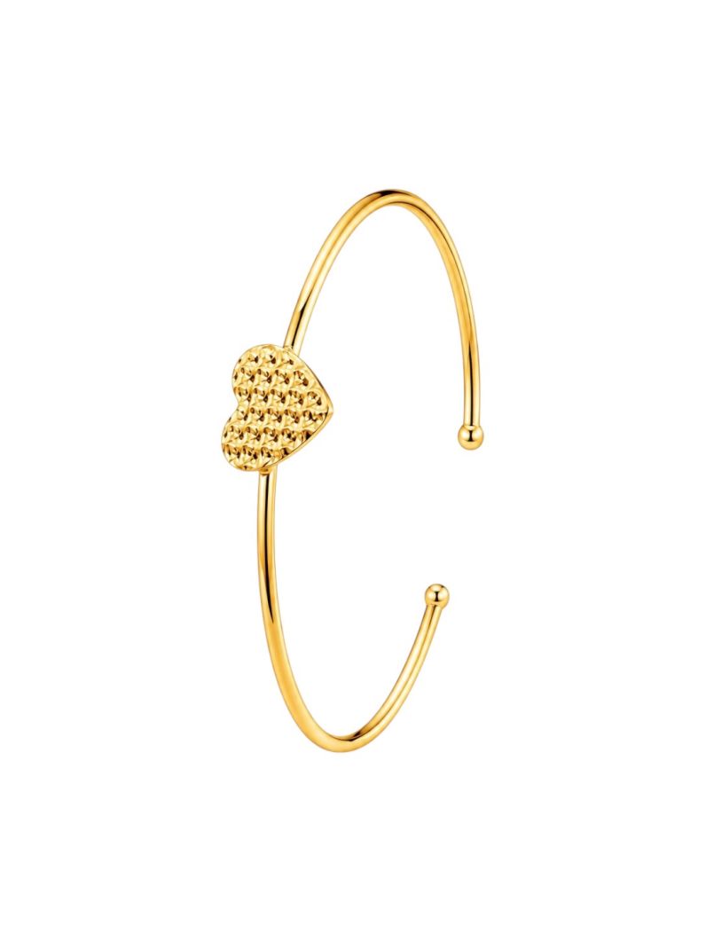Bracelete Folheado a Ouro 18k Coração Texturizado