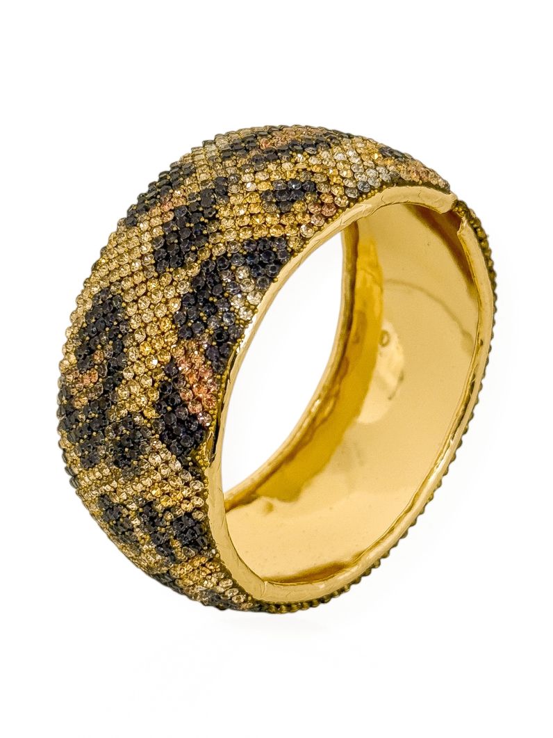 Bracelete Folheado a Ouro 18k Cravejado Oncinha