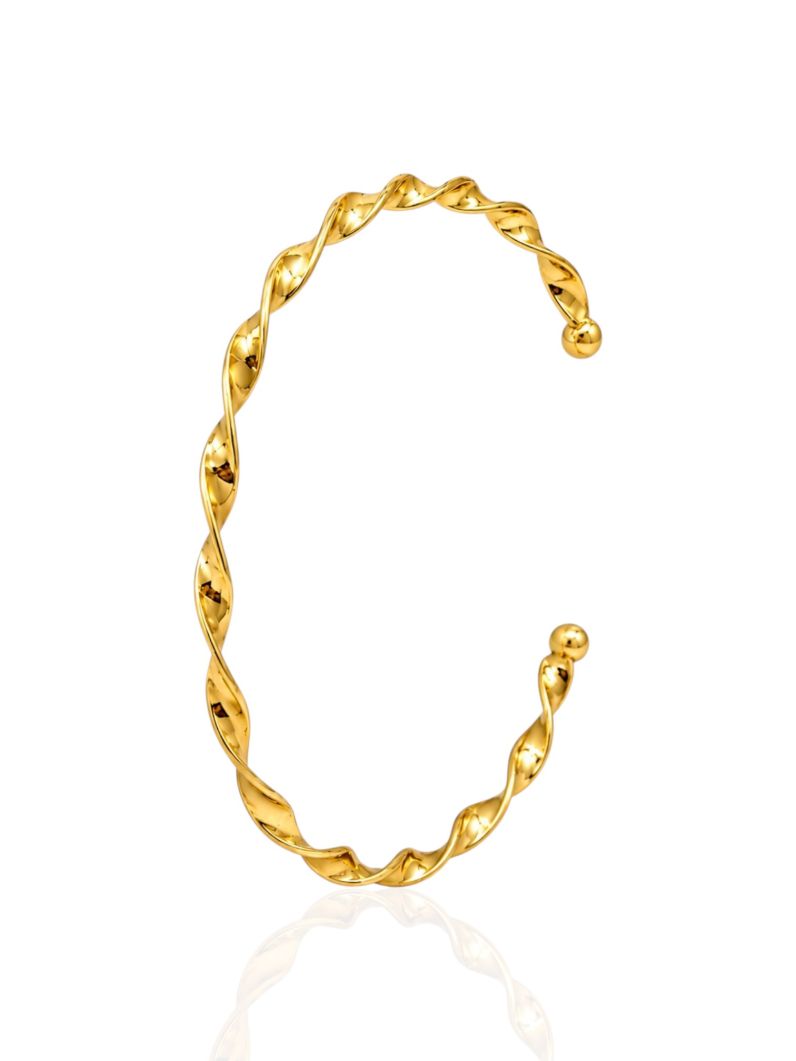 Bracelete Folheado a Ouro 18k Design Torcido Grosso
