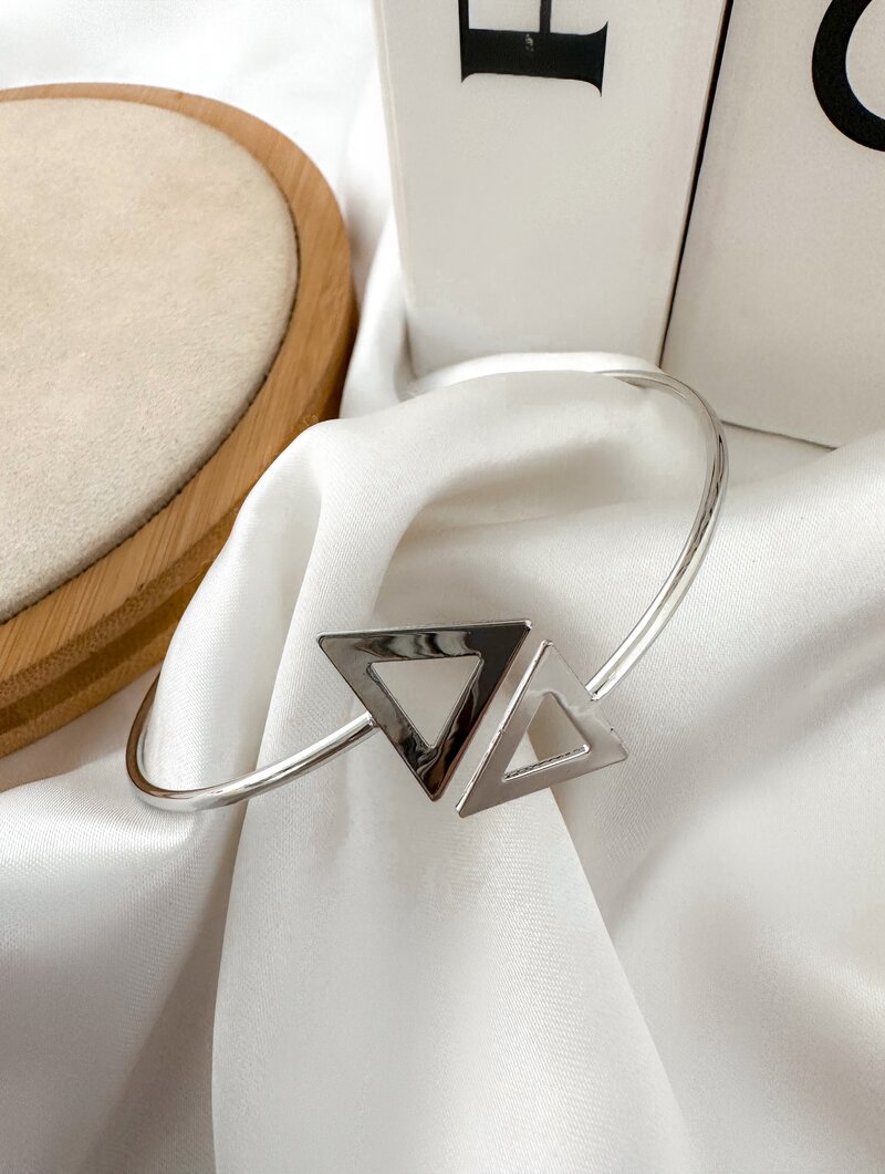 Bracelete Folheado a Ouro 18K e a Prata com Detalhe Geometrico