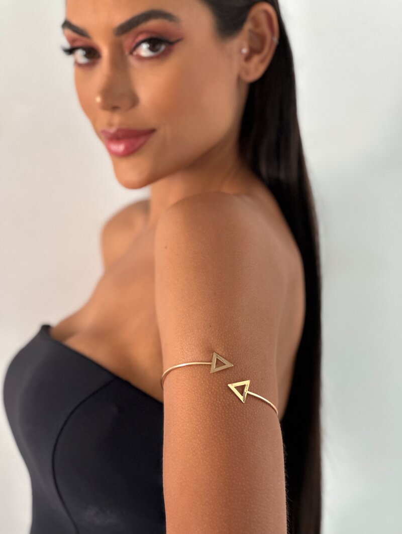 Bracelete Folheado a Ouro 18K e a Prata com Detalhe Geometrico