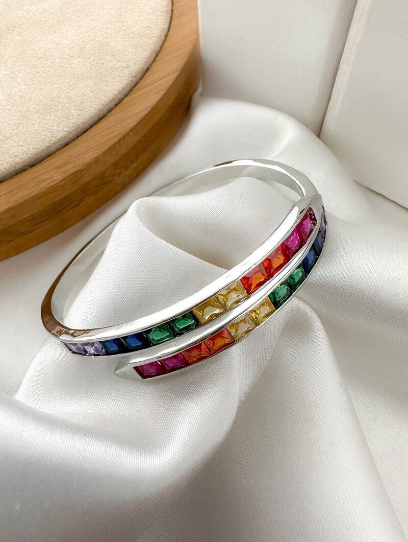 Bracelete Folheado a Ouro 18K e a Prata Luxuoso com Zirconia
