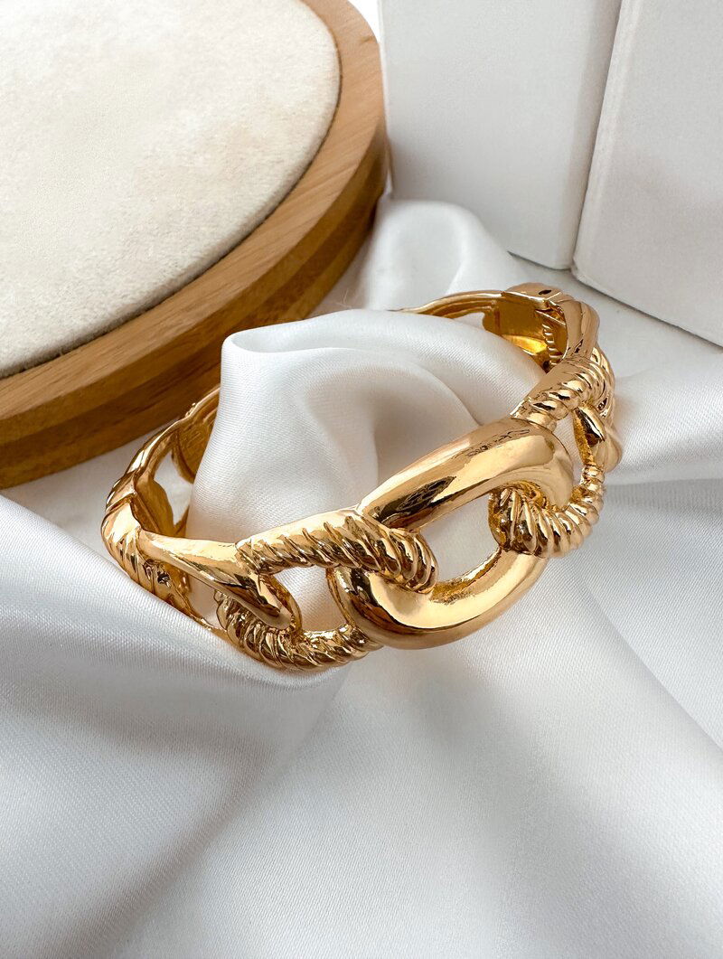 Bracelete Folheado a Ouro 18K e a Prata Modelo Corrente