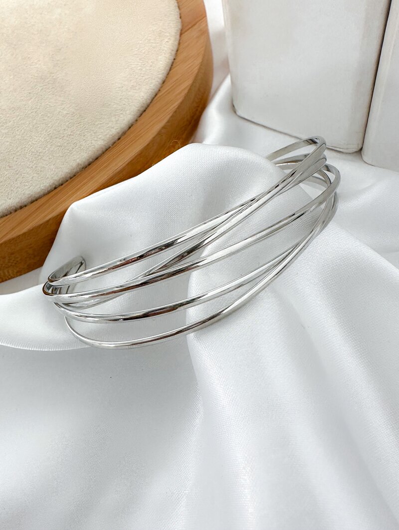 Bracelete Folheado a Ouro 18k e Prata Cinco Fios