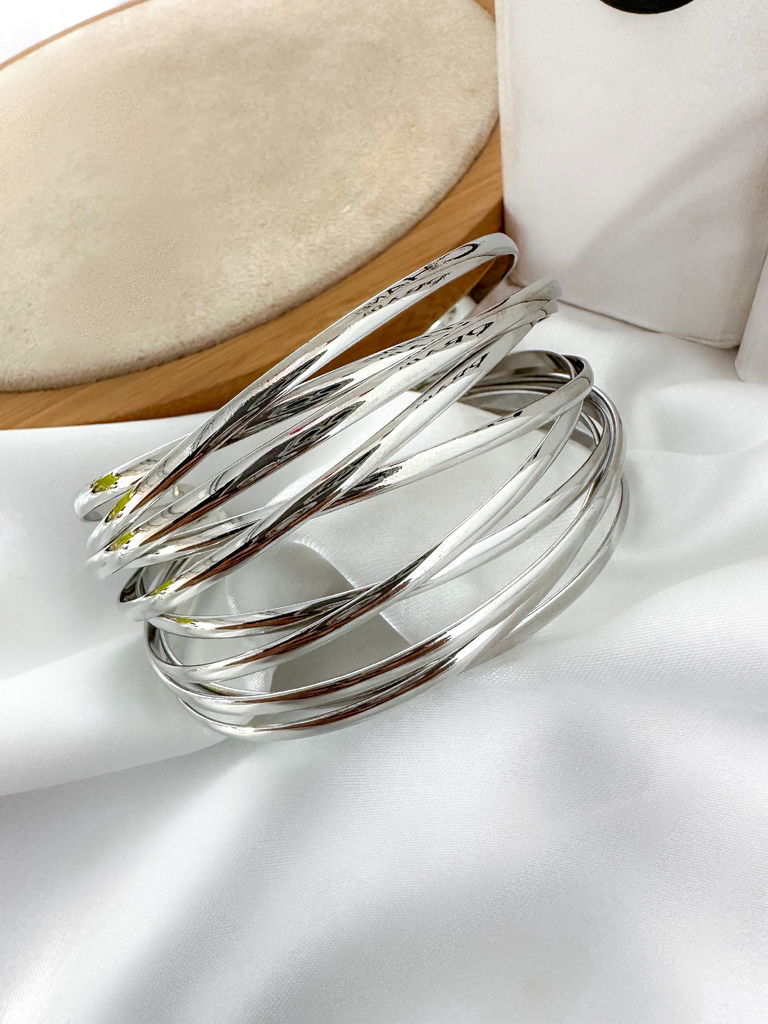 BRACELETE FOLHEADO A OURO 18K E PRATA 925 10 FIOS ENTRELAÇADOS