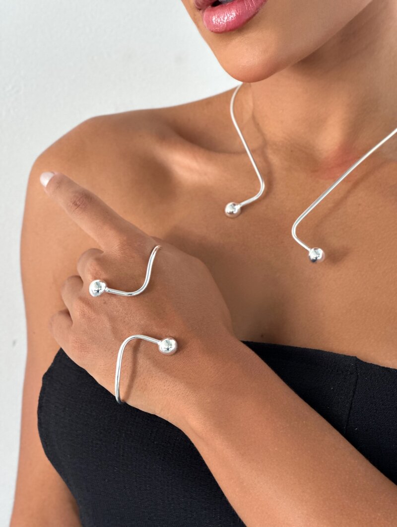 Bracelete Folheado a Ouro 18k e Prata 925 Aro com Esferas Lisas