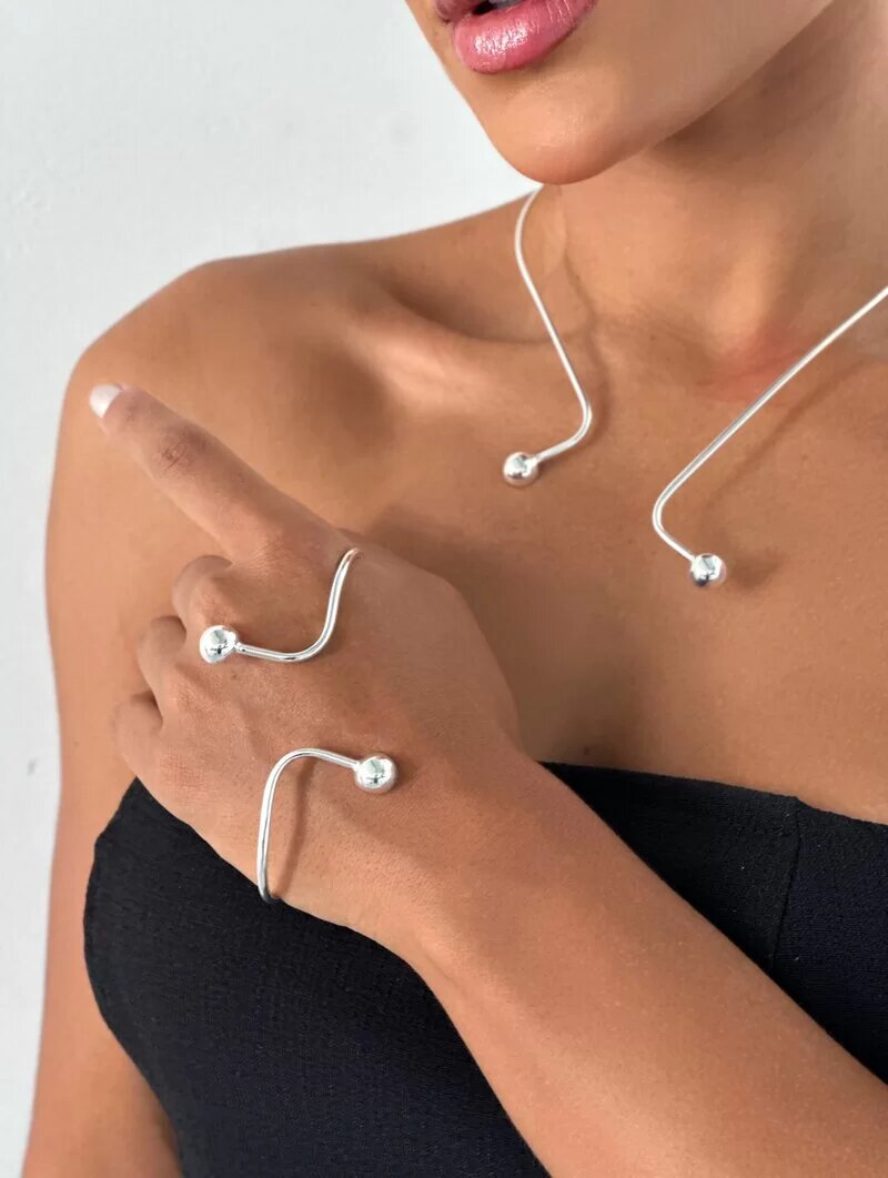 Bracelete Folheado a Ouro 18k e Prata 925 Aro com Esferas Lisas