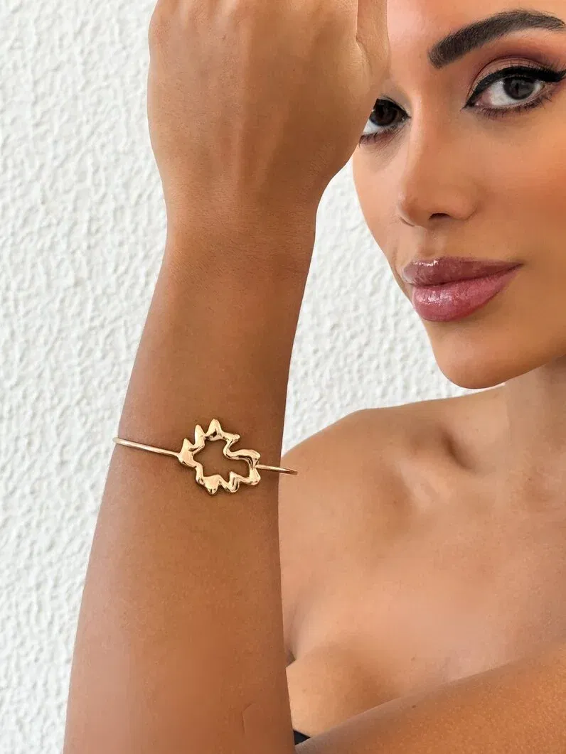 Bracelete Folheado a Ouro 18k e Prata 925 Aro Trabalhado