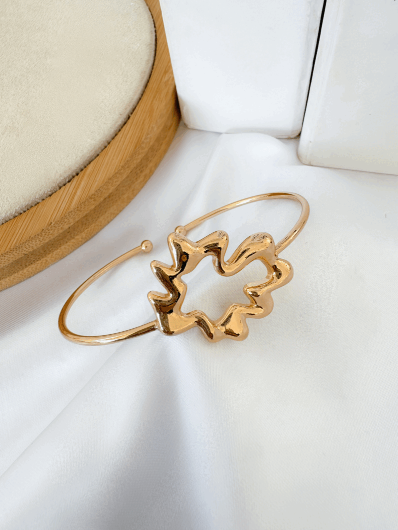 Bracelete Folheado a Ouro 18k e Prata 925 Aro Trabalhado