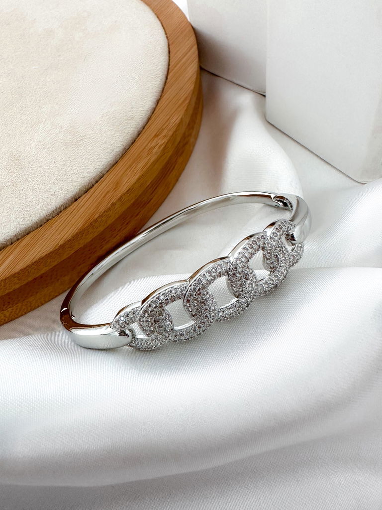 Bracelete folheado a ouro 18k e prata 925 designer elo cravejado