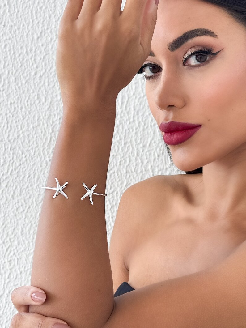 Bracelete Folheado a Ouro 18k e Prata 925 Estrela do Mar Lisa