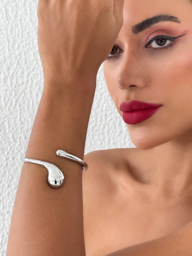 Bracelete Folheado a Ouro 18k e Prata 925 Gota Lisa