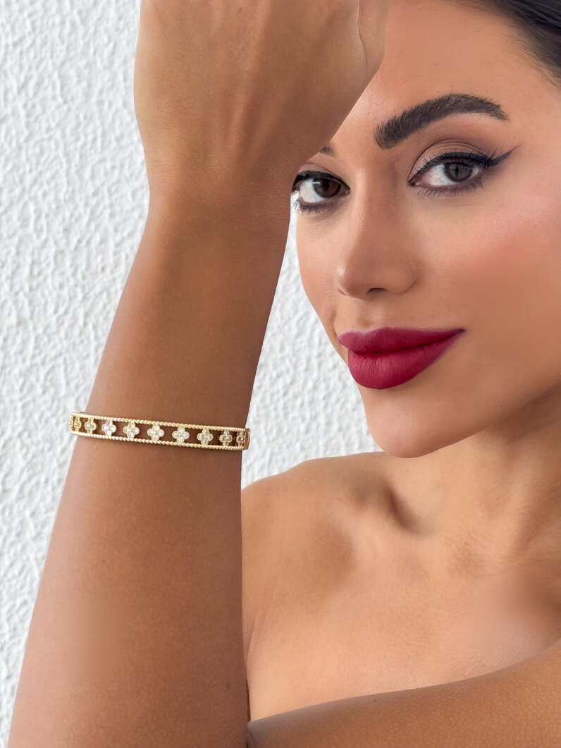 Bracelete Folheado a Ouro 18K e Prata 925 Inspiração Virginia Vazado