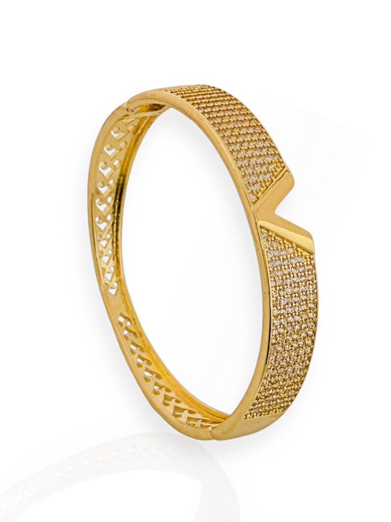 Bracelete Folheado a Ouro 18k e Prata 925 Inspriração Alta Joalheria Cravejado