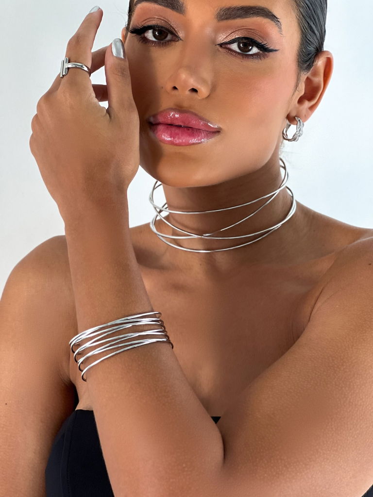 BRACELETE FOLHEADO A OURO 18K E PRATA 925 OITO FIOS TRANSPASSADOS