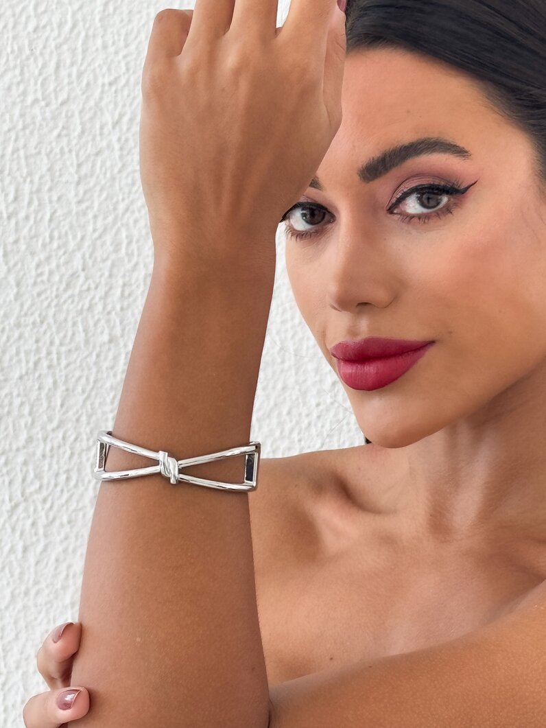 Bracelete Folheado a Ouro 18k e Prata Aço Inoxidável Design Nó