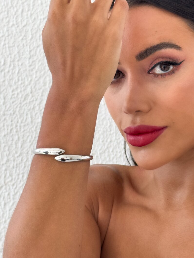 Bracelete Folheado a Ouro 18k e Prata Aço Inoxidável Liso