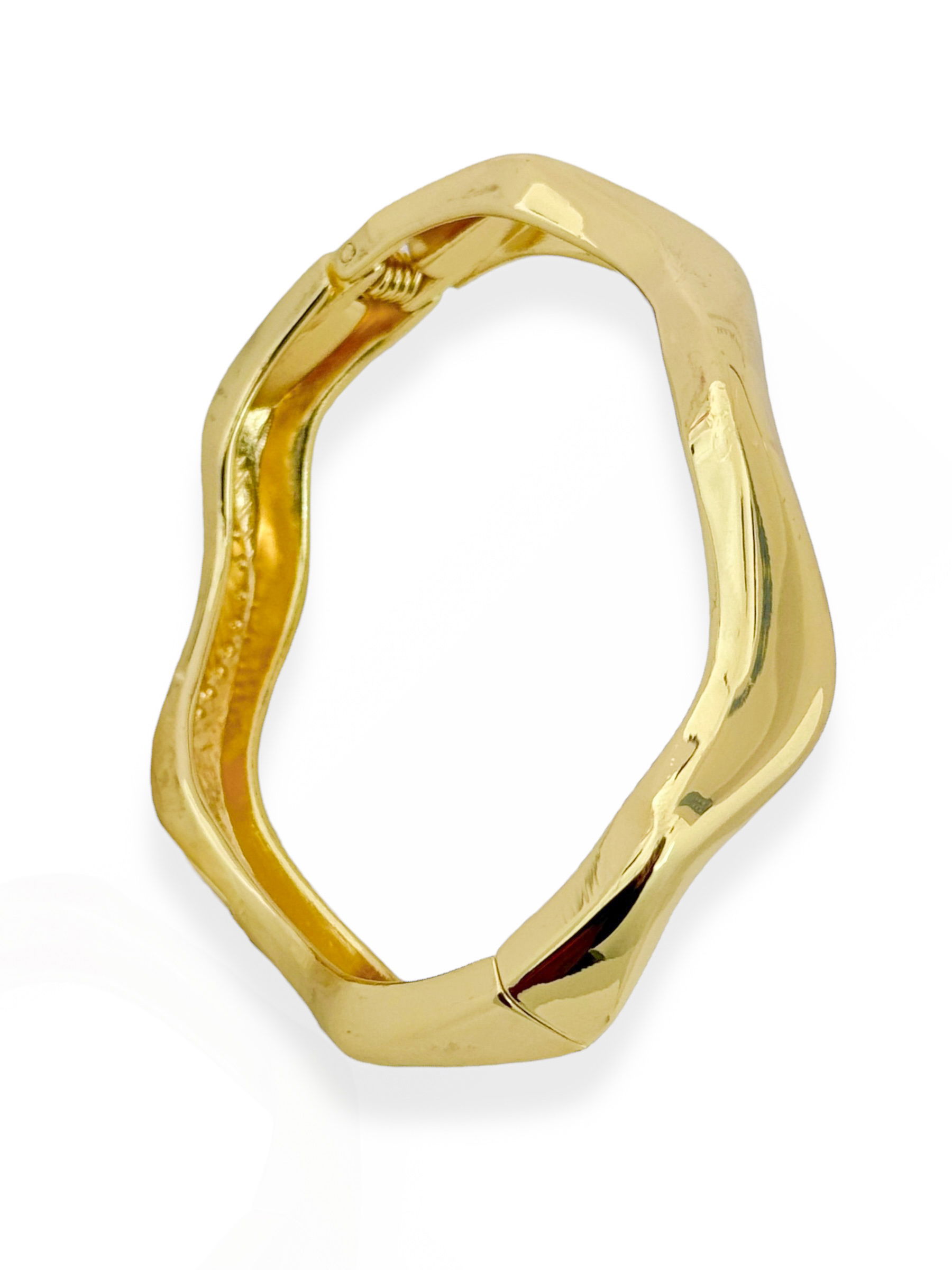 Bracelete Folheado a Ouro 18k e Prata Aço Inoxidável Ondulado